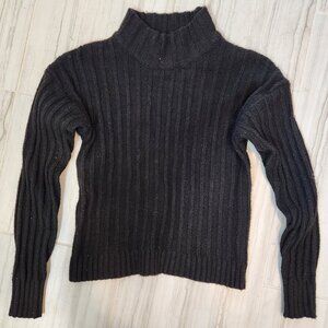 Time & Tru Black Mock Neck Black Sweater